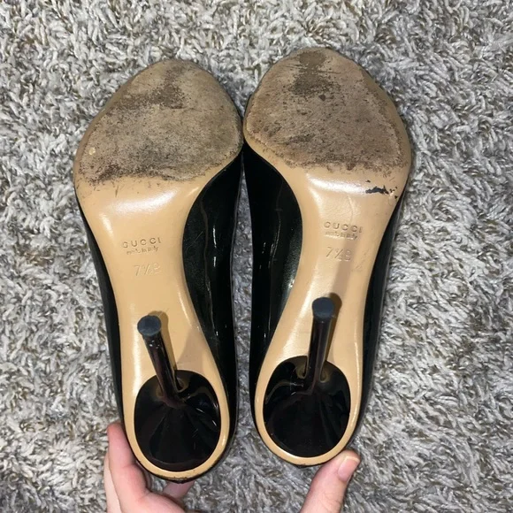 Black Gucci Peep Toe Pumps